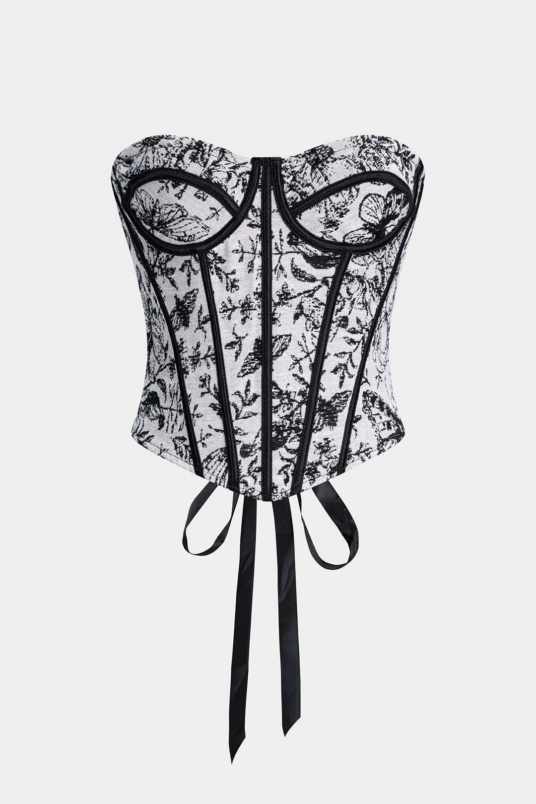 Jacquard Wrap Tie-Back Corset Waist Tube Top - Flockneti