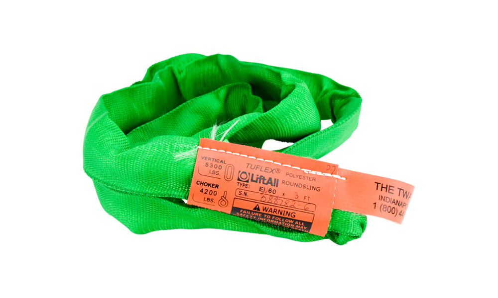 Lift-All 6 Ft. Green Endless Tuflux Poly Roundsling - Flockneti