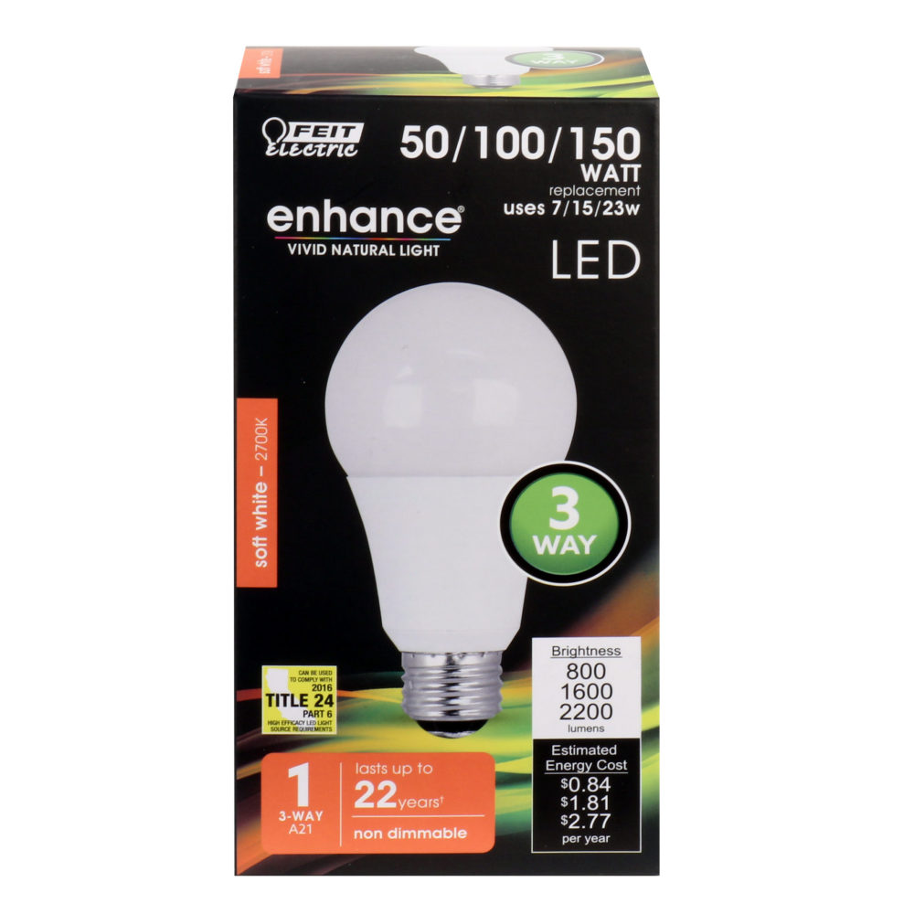 Feit Electric 50/100/150W A21 2700K 3-Way LED Bulb 1pk - Flockneti