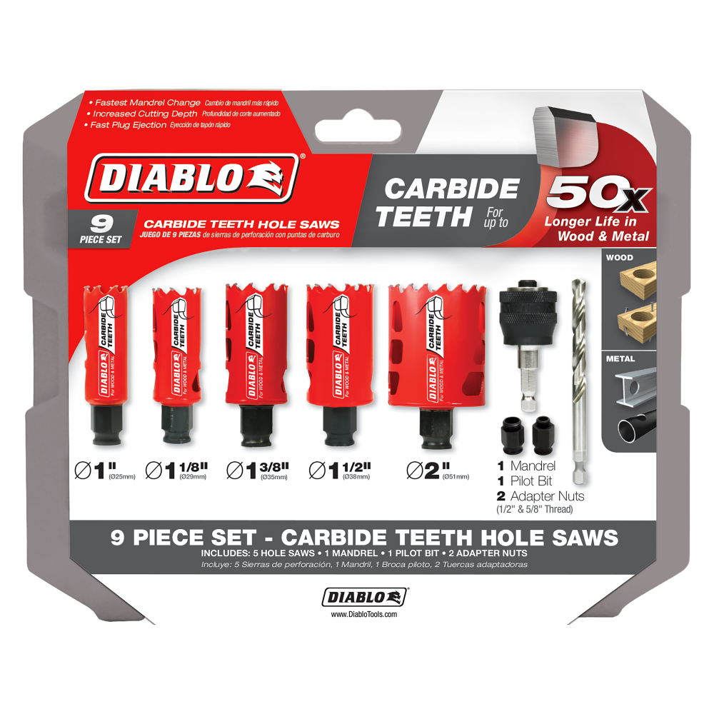 Diablo Tools 9pc Carbide General Purpose Hole Saw Set - Flockneti