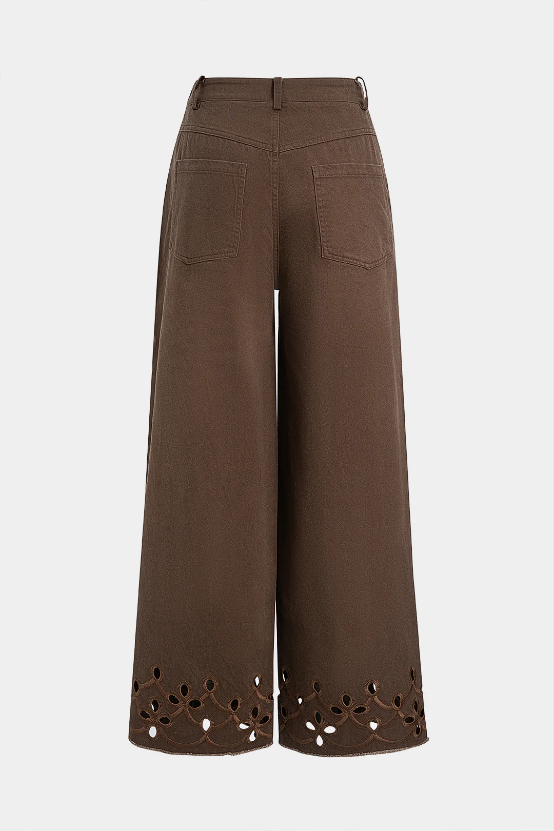 Embroidery Hem Wide Leg Pants - Flockneti