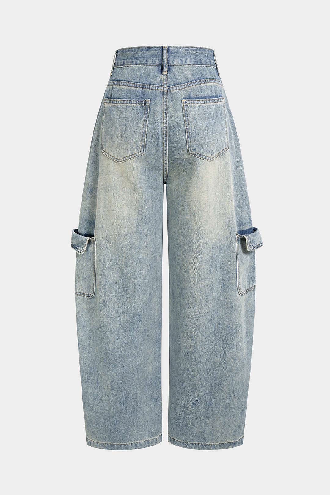 Denim Pocket High Waist Wide Leg Jeans - Flockneti