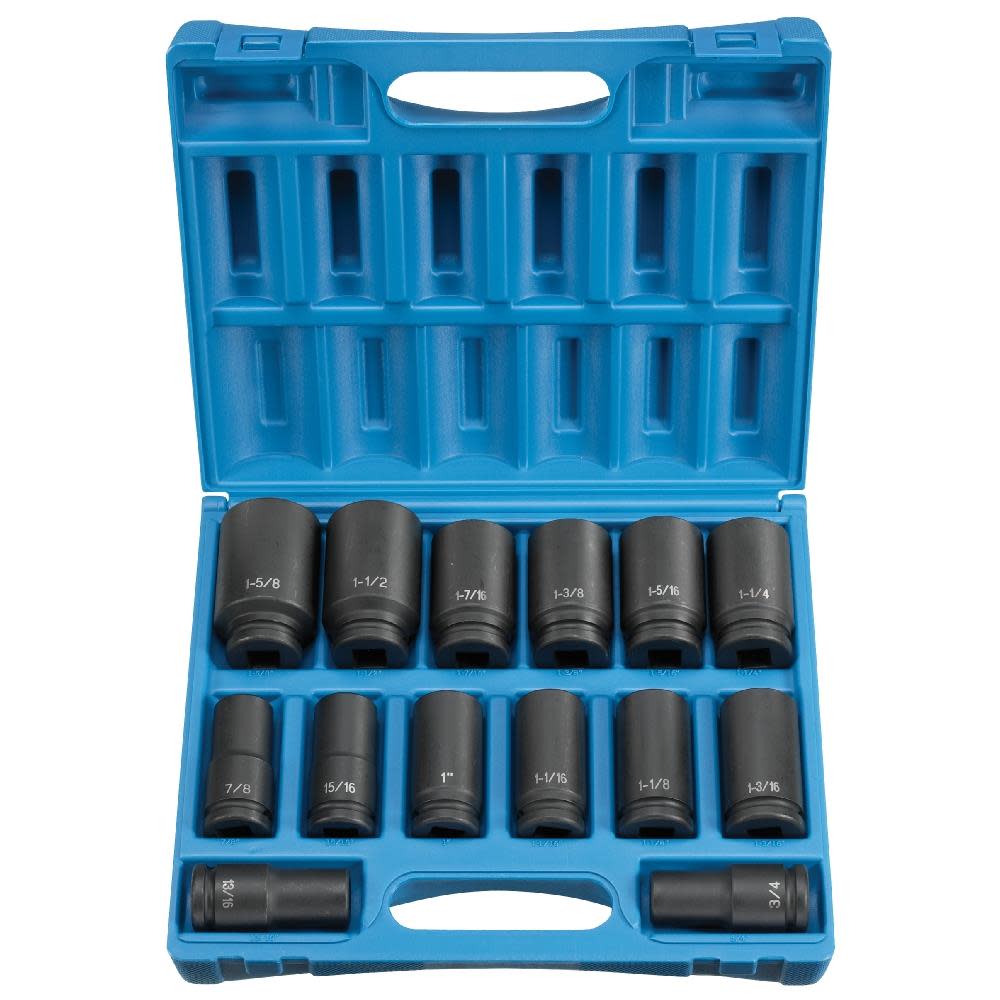 Grey Pneumatic 3/4 In. Dr. 14 pc. Deep Length Set - Flockneti