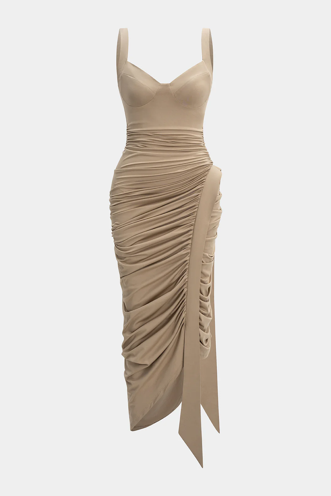 Ruched Asymmetrical Sleeveless Maxi Dress - Flockneti