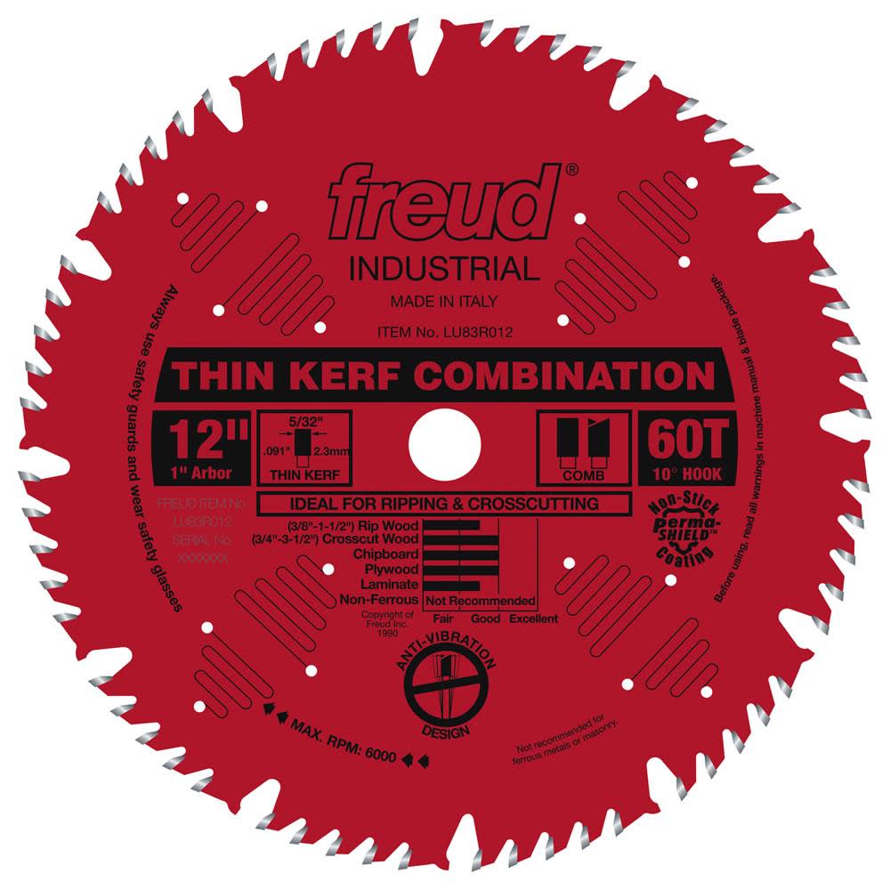 Freud 12 In. x 60T Thin Kerf Combination Blade - Flockneti