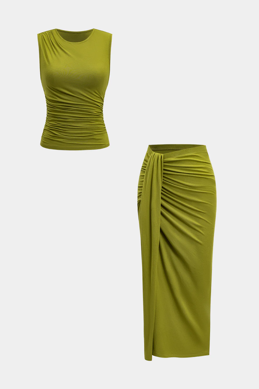 Tank Top And Ruched Twist Knot Skirt Set - Flockneti