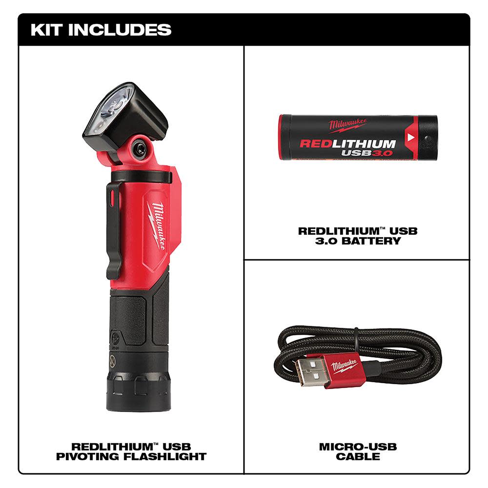 Milwaukee USB Rechargeable Pivoting LED Flashlight - Flockneti