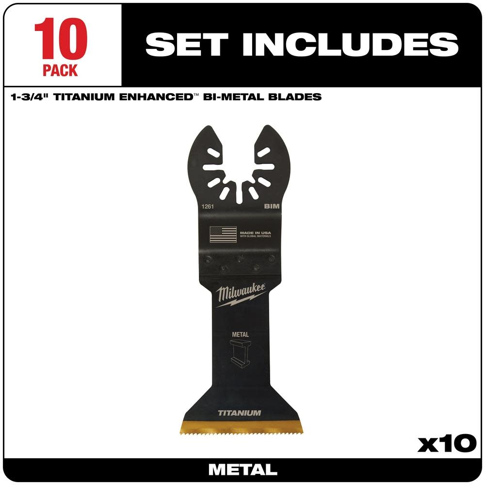 Milwaukee OPEN-LOK 1-3/4″ TITANIUM ENHANCED BI-METAL METAL BLADES 10PK - Flockneti