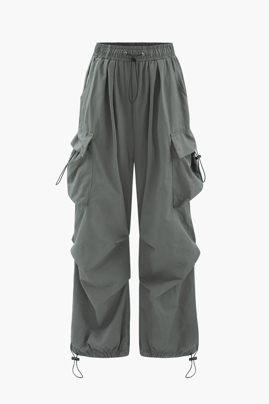 Multi-Pocket Ruched Drawstring Pants - Flockneti
