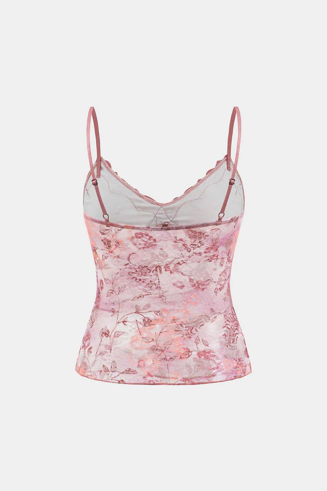 Lace Trim Ditsy Floral Print Cami Top - Flockneti