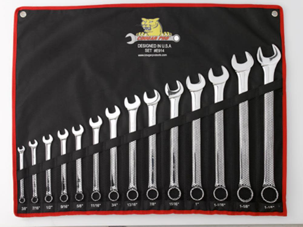 Cougar Pro 14 pc. Full Polish Combination Wrench Set SAE (3/8″ to 1-1/4″) - Flockneti