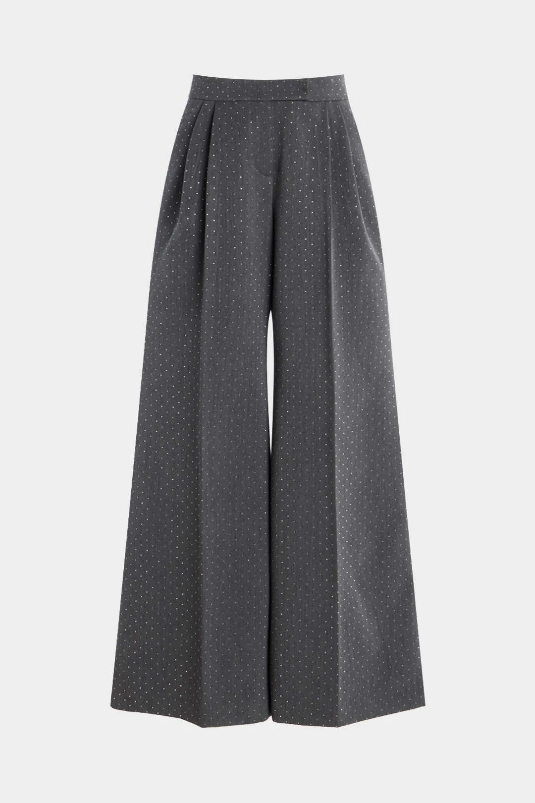 Diamond Print Rhinestone Pocket Wide Leg Trousers - Flockneti
