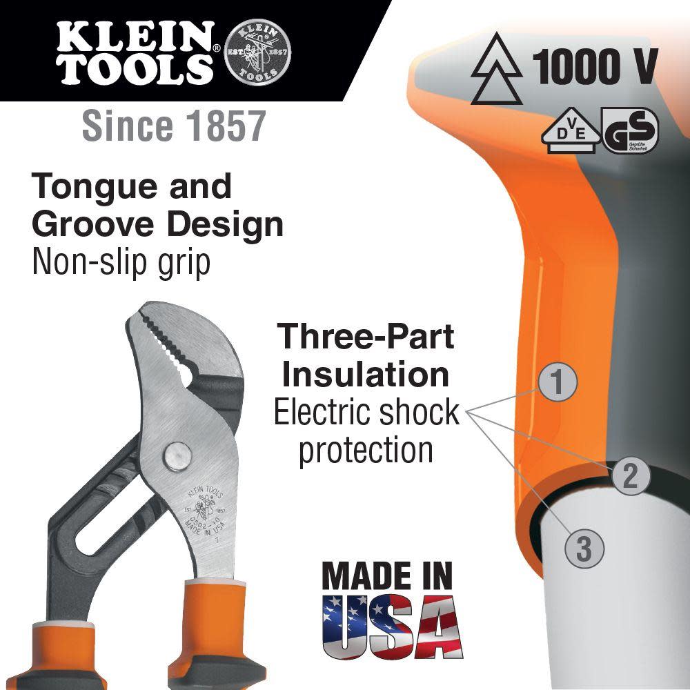 Klein Tools Pump Pliers Insul. Slim 10″ L - Flockneti