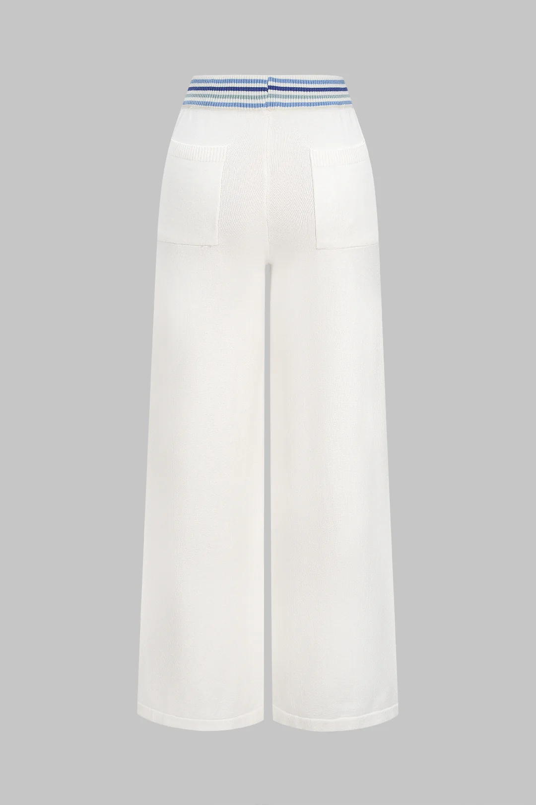 Knit Button Contrast Wide Leg Pants - Flockneti