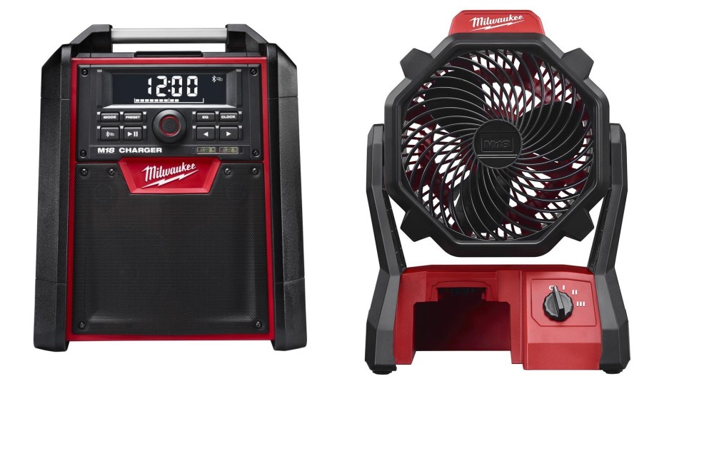 Milwaukee M18 Jobsite Fan & Bluetooth Radio/Charger Bare Tool Bundle - Flockneti