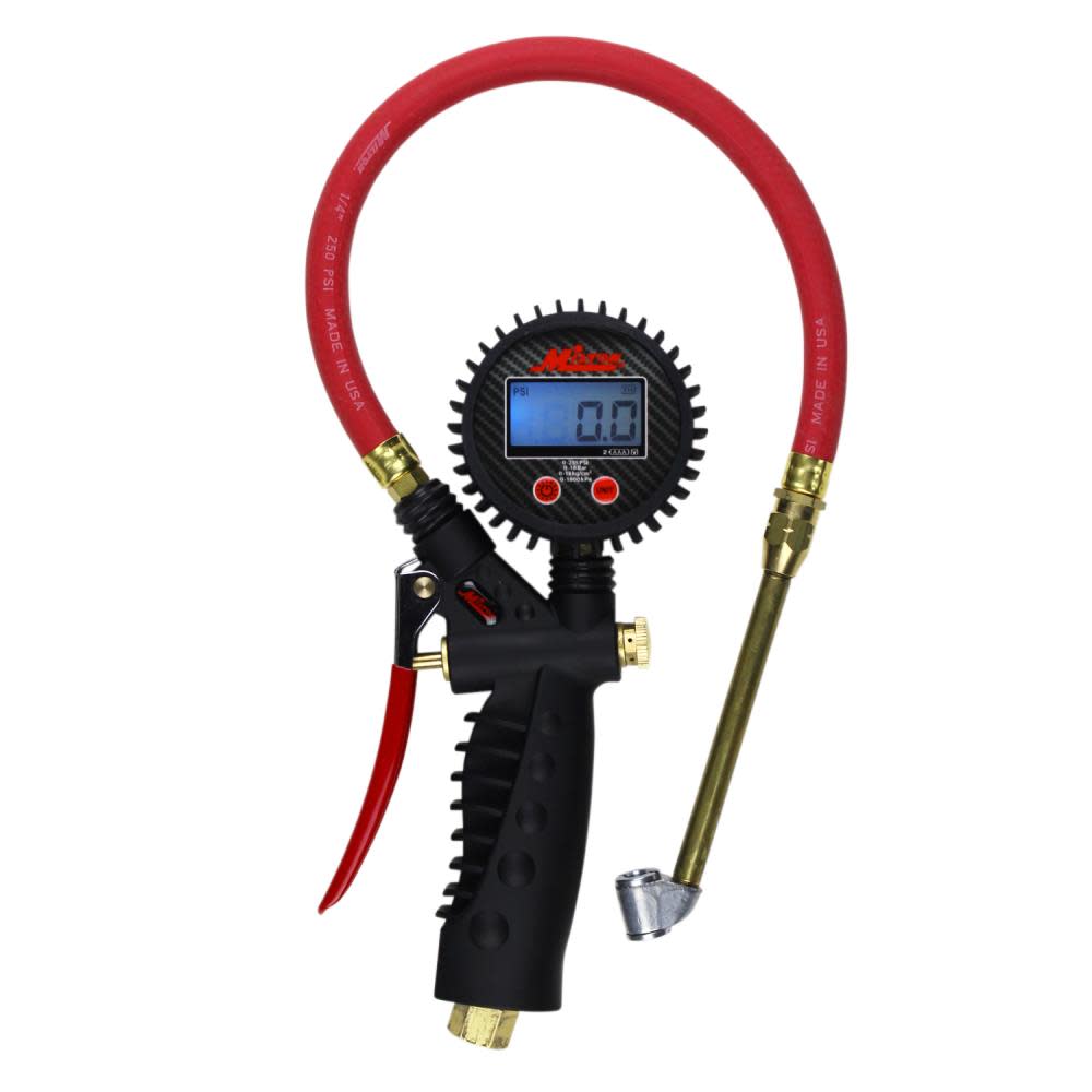 Milton S-576D Pro Digital Pistol Grip Inflator Gauge – Dual Head Chuck and 15″ Hose – 255 PSI - Flockneti