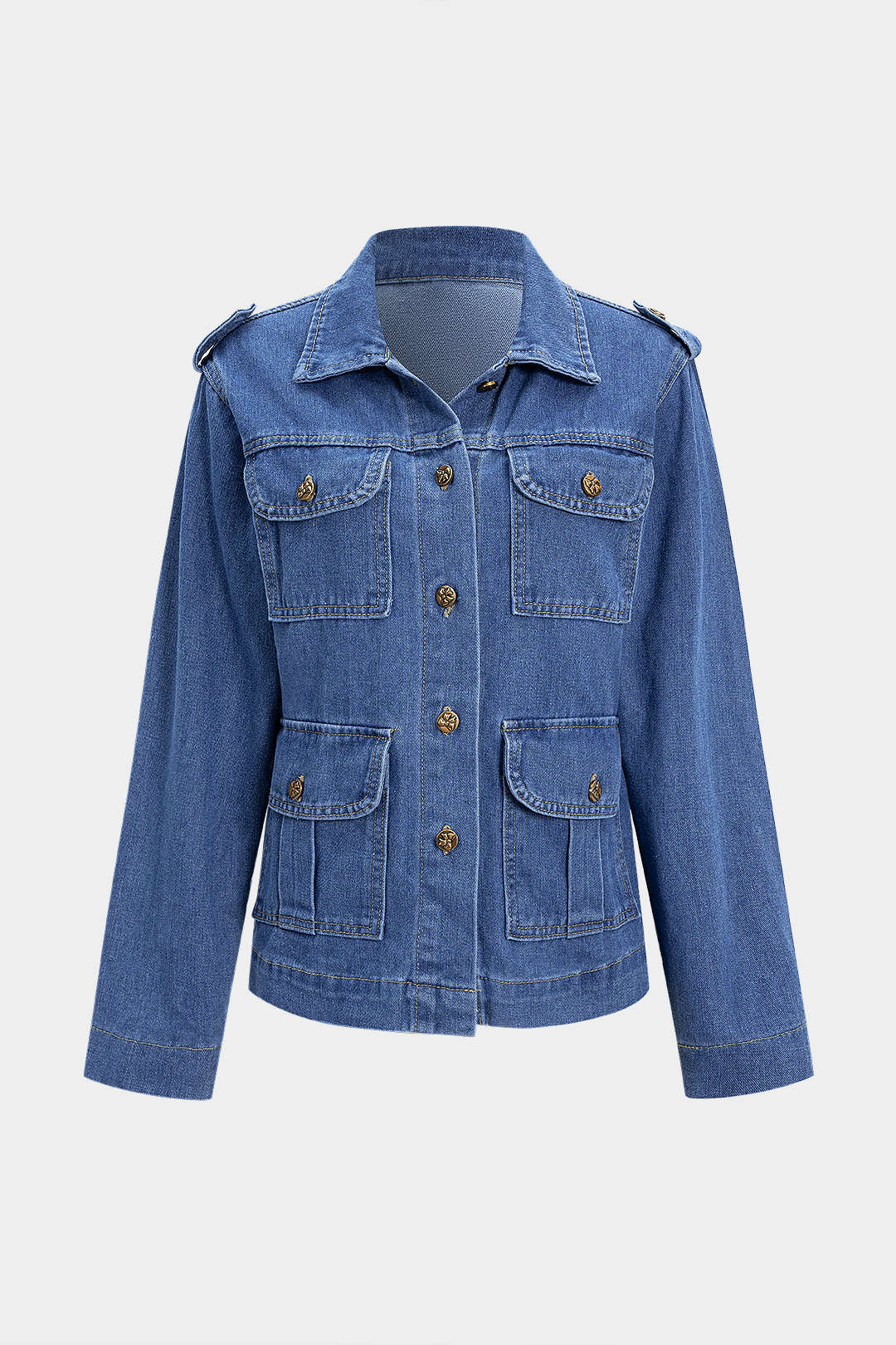 Denim Button Pocket Outerwear - Flockneti