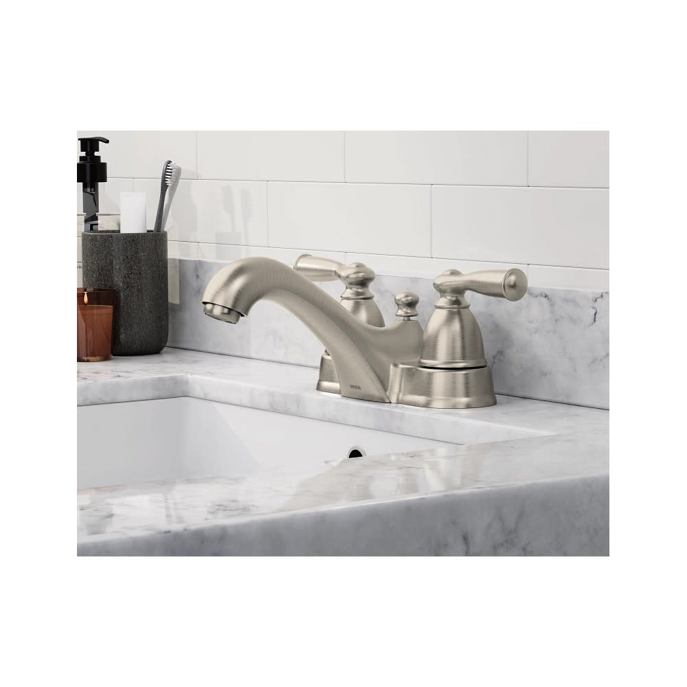 Moen Banbury Bathroom Faucet Spot Resist Nickel 2 Handle Low Arc - Flockneti