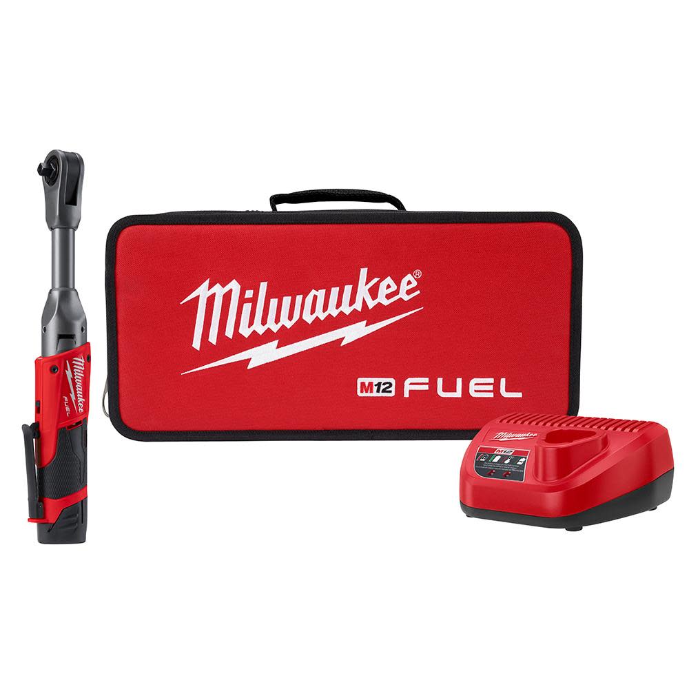 Milwaukee M12 FUEL 3/8 in. Extended Reach Ratchet 1 Battery Kit - Flockneti