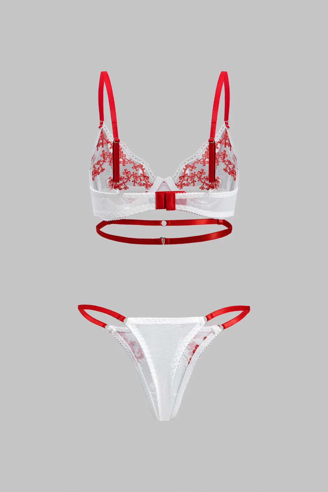 Mesh Embroidered Two-Piece Lingerie - Flockneti