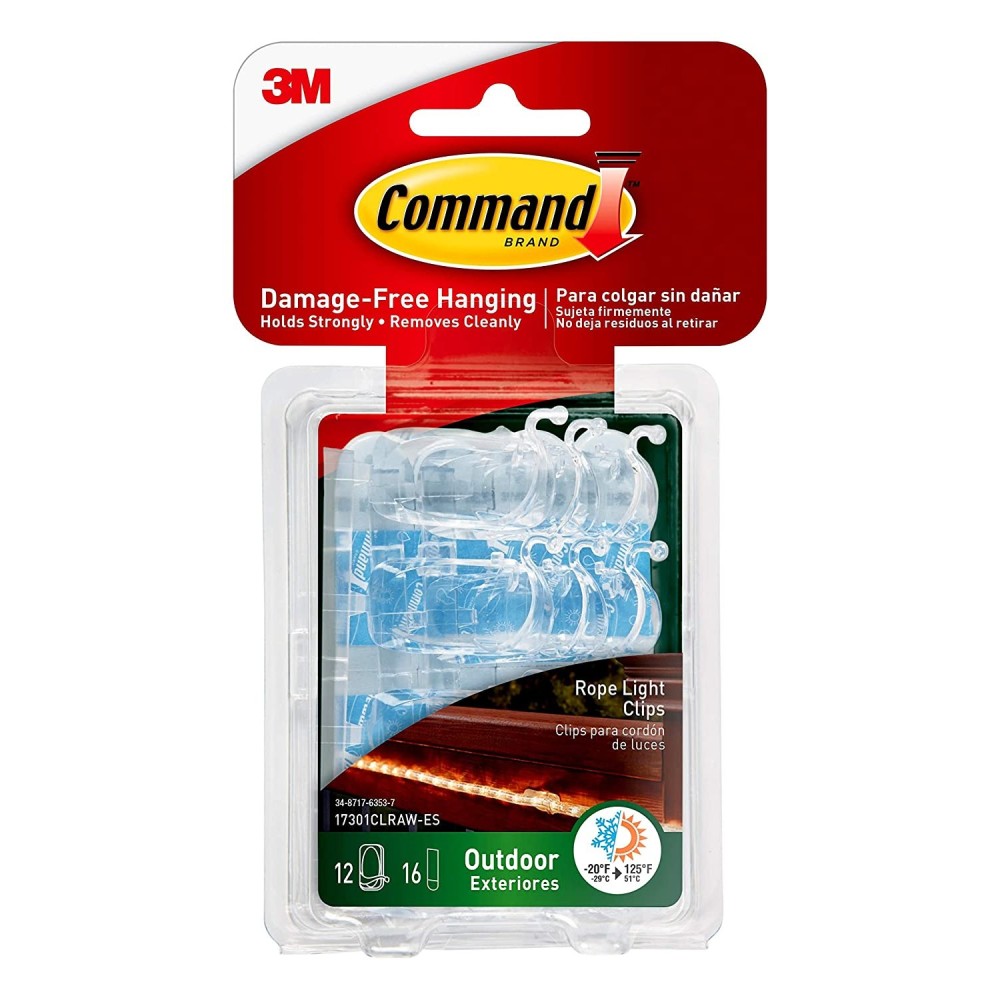 3M Command Small Clear Outdoor Rope Light Clip - Flockneti