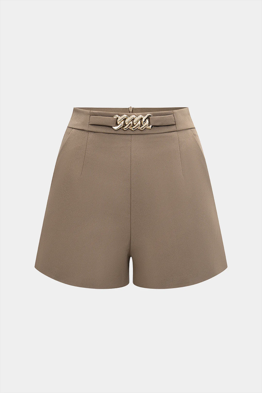 Chain Decor High Waist Shorts - Flockneti