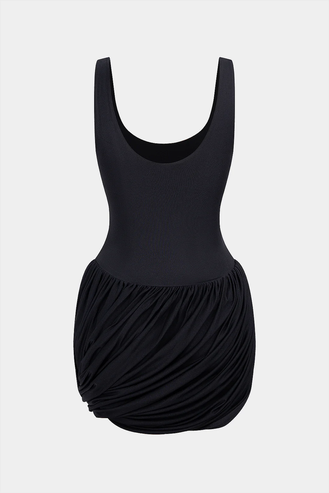 Asymmetrical Ruched High Waist Slip Long Sleeve Mini Dress - Flockneti