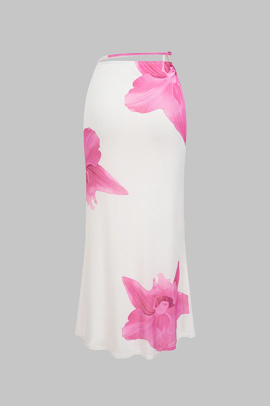 Floral Print Mesh Tie-Up Skirt - Flockneti
