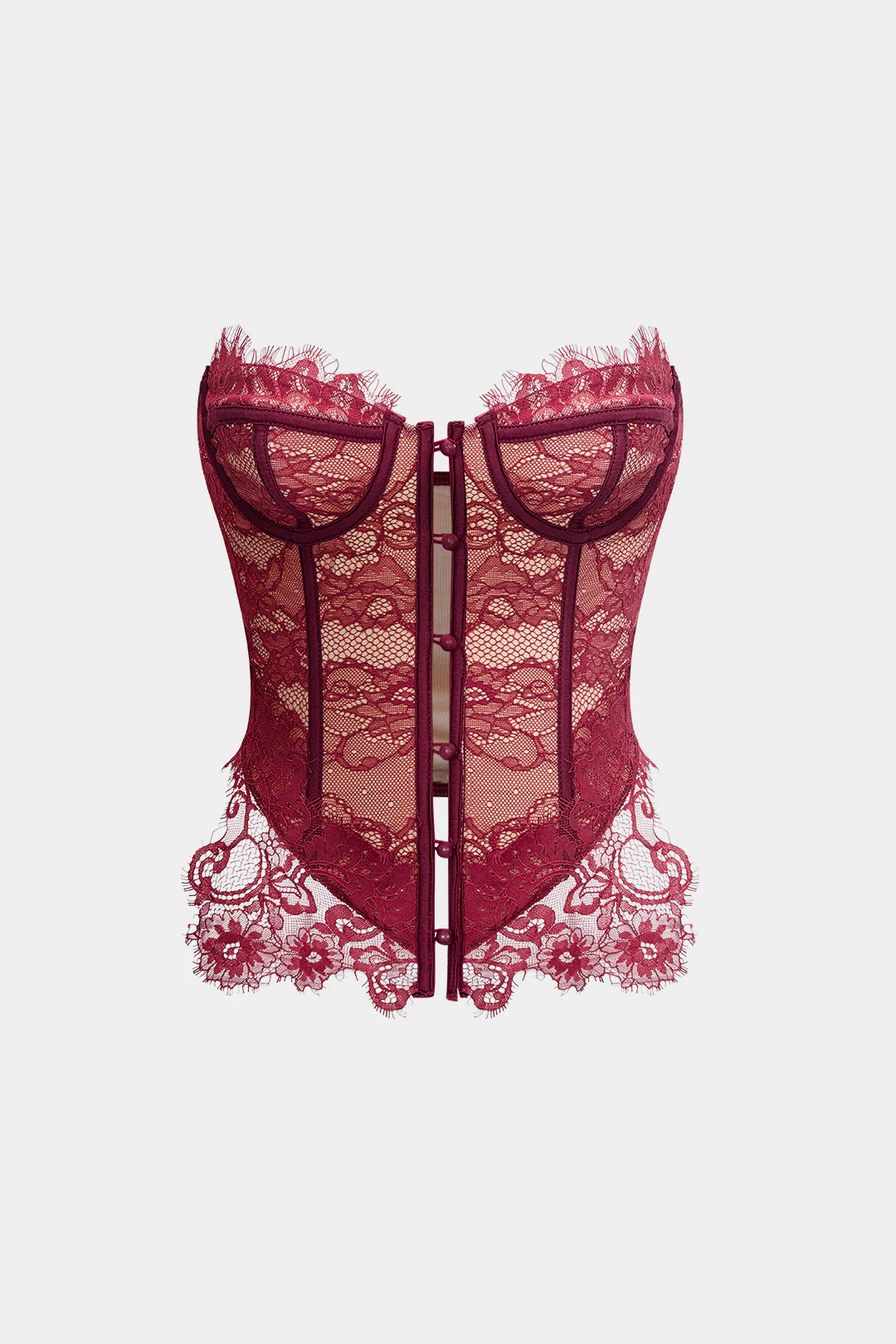 Lace Button Strapless Tube Top - Flockneti