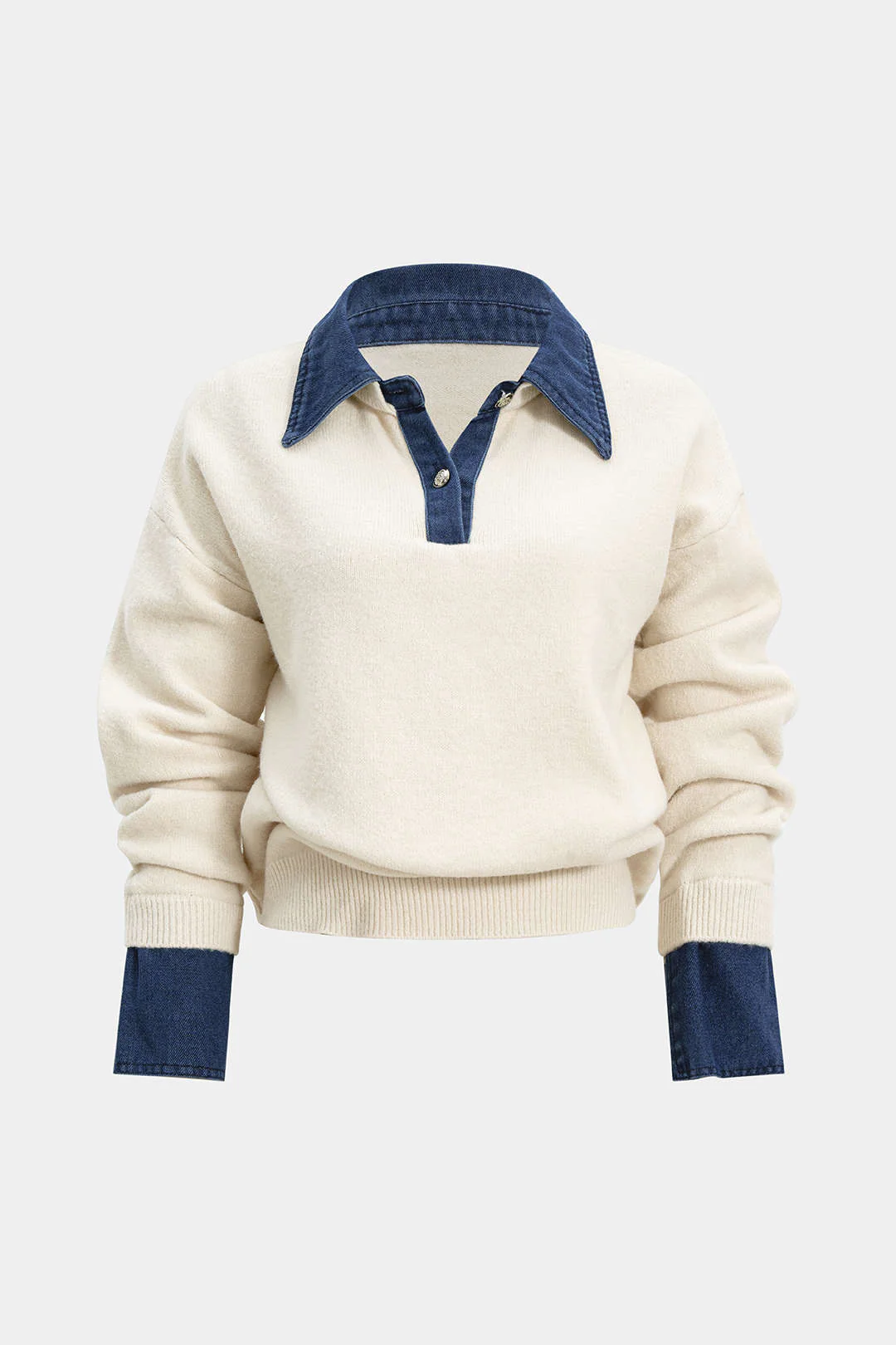Sweater Patchwork Long-Sleeve Top - Flockneti