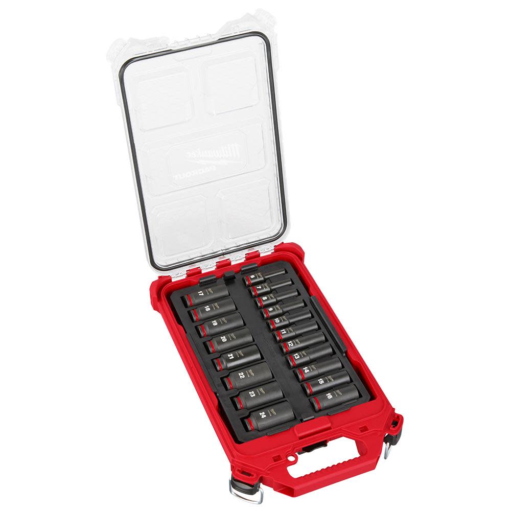 Milwaukee SHOCKWAVE Impact Duty Socket 3/8 Dr 19pc MM PACKOUT Set - Flockneti