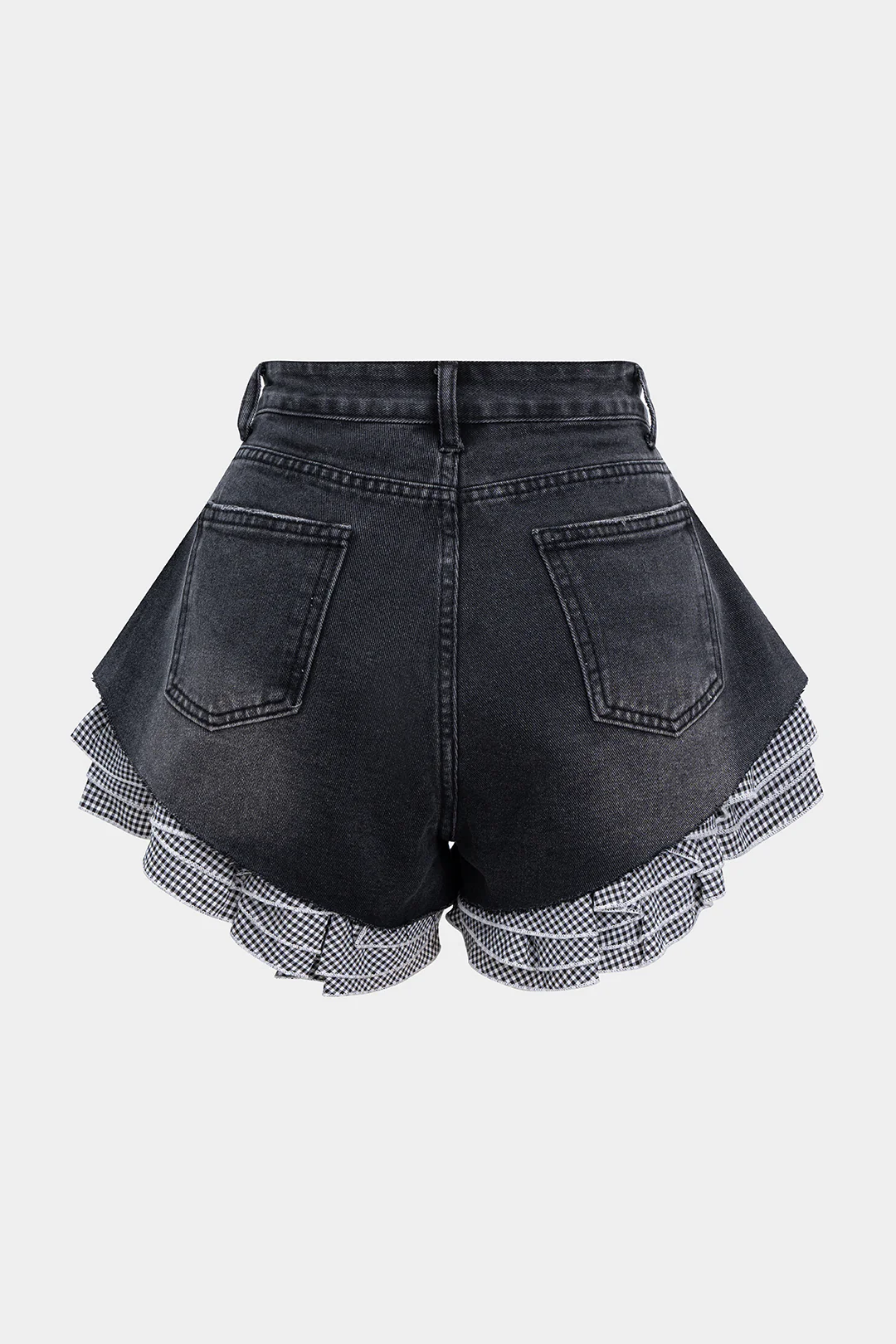 Denim Patchwork Irregular Hem Jorts - Flockneti