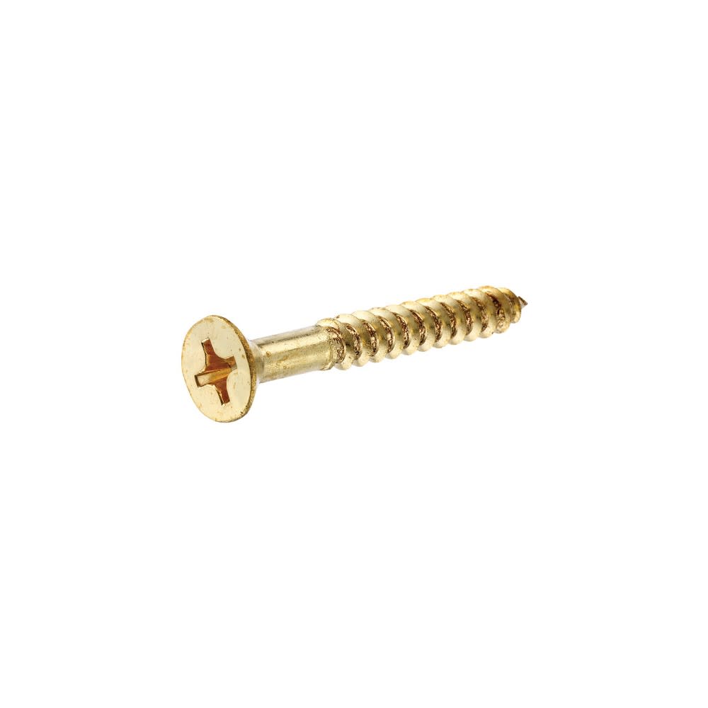 Hillman #6 x 1″ Brass Flat Head Phillips Wood Screw 100pk - Flockneti