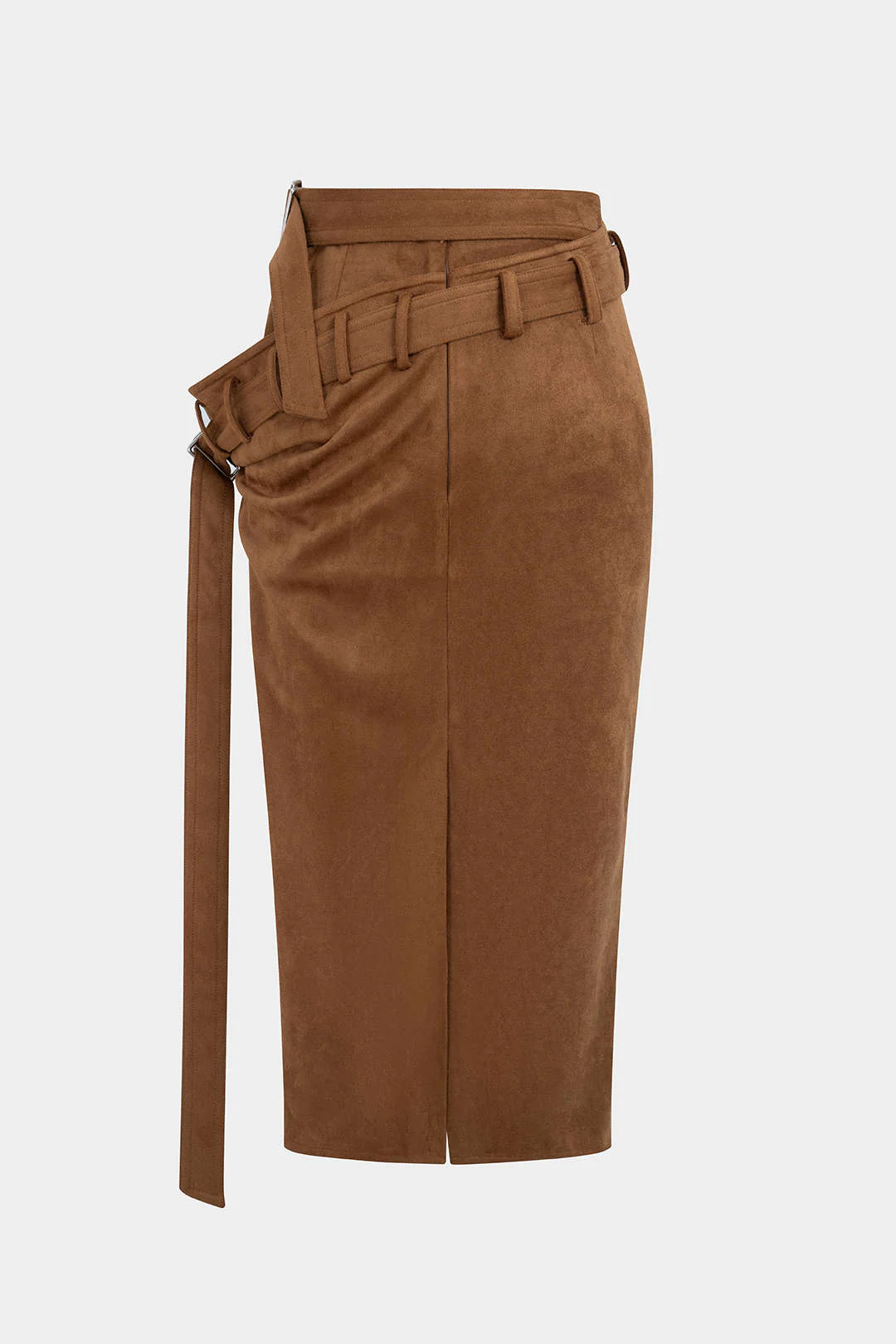 Suede Asymmetrical Strappy Belted Skirt - Flockneti
