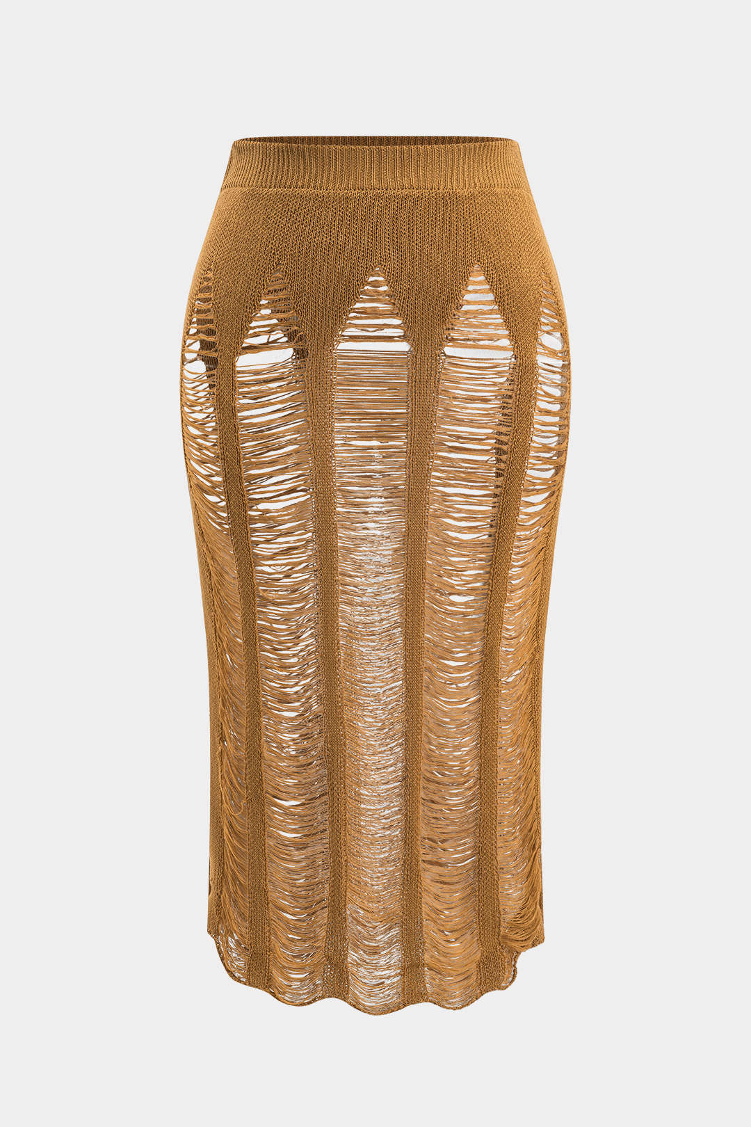 Plus Size Knit Distressed Ladder Skirt - Flockneti
