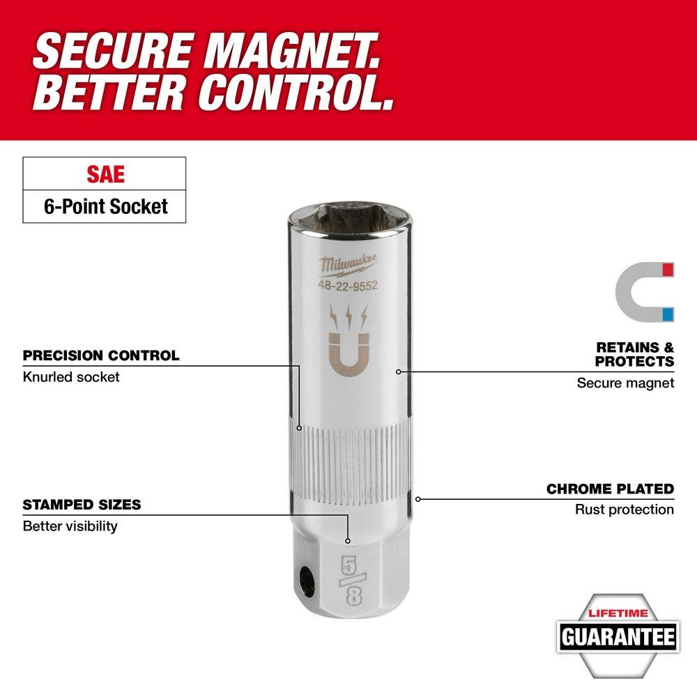 Milwaukee 3/8″ Drive 13/16″ Magnetic Spark Plug Socket - Flockneti