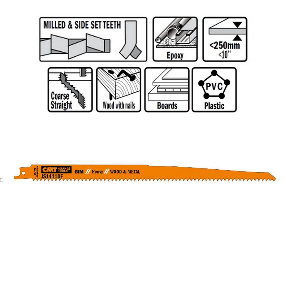 CMT Tri-metal Reciprocating Saw Blades for Wood/Metal 11 In. 6 TPI – 5 pack - Flockneti