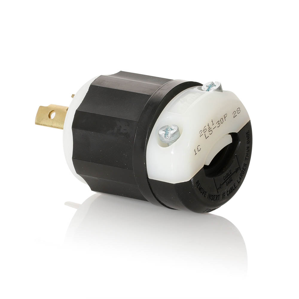 Leviton Locking Plug 30A 125V 2 Pole 3 Wire Black & White Nylon - Flockneti
