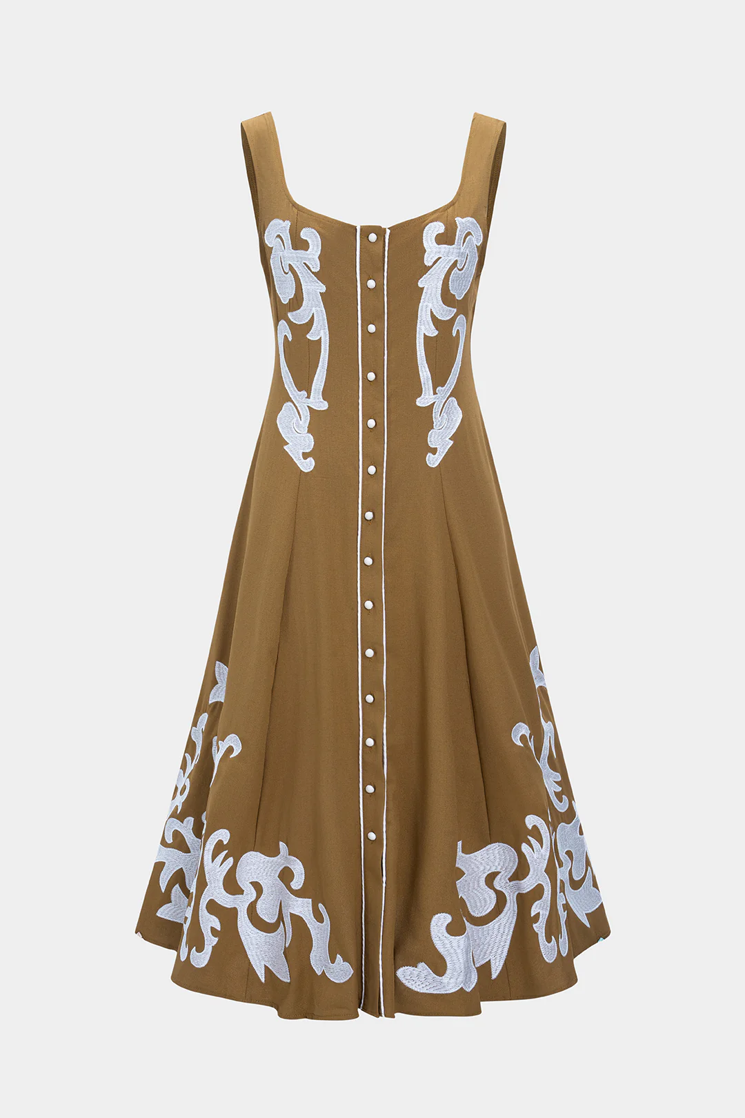 Pop Art Print Embroidery Sleeveless Tank Midi Dress - Flockneti