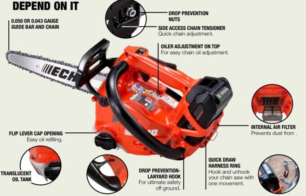 Echo 56V 12″ Chainsaw Bar & Chain 50.4V 2.5Ah Battery Powered Kit - Flockneti