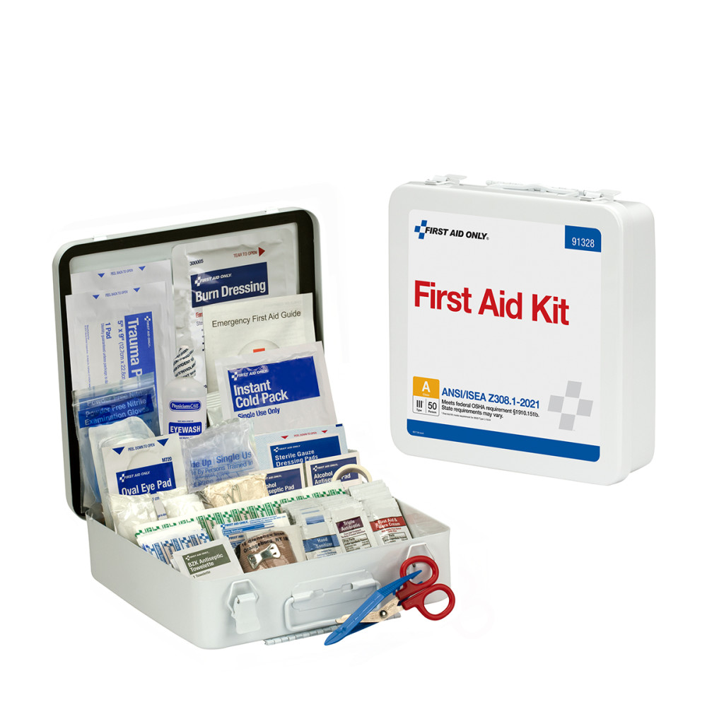 First Aid Only 50 Person Metal Case ANSI Portable First Aid Kit - Flockneti