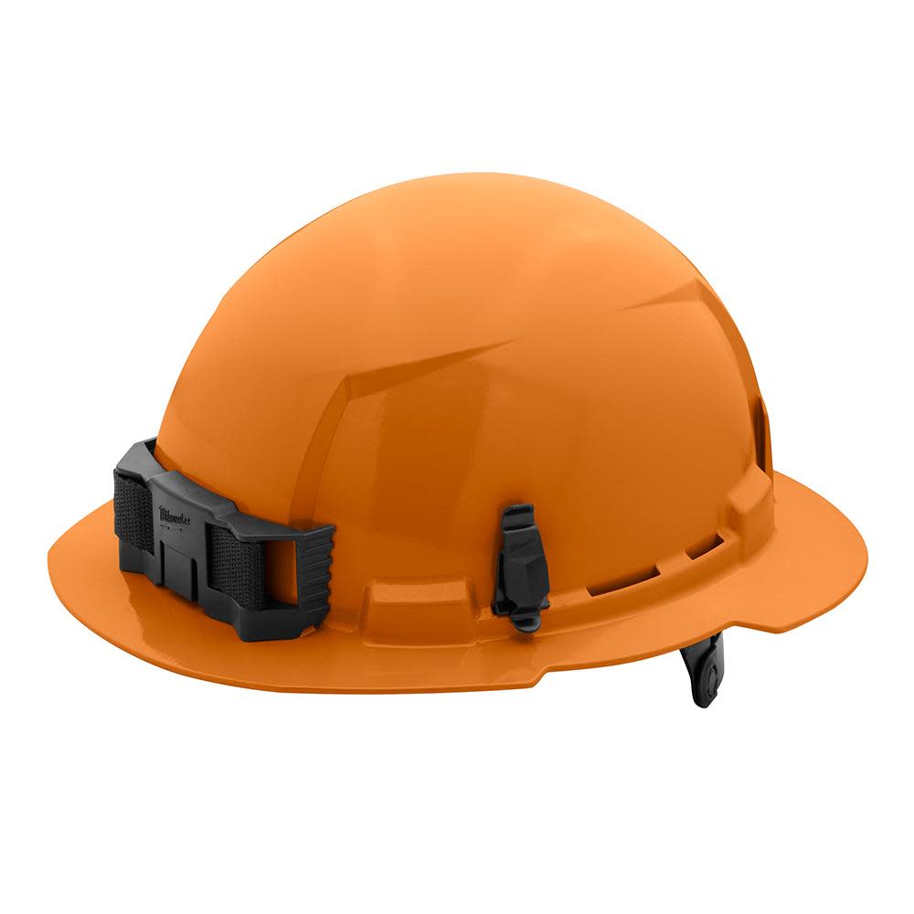 Milwaukee Orange Full Brim Hard Hat with 6pt Ratcheting Suspension Type 1 Class E - Flockneti