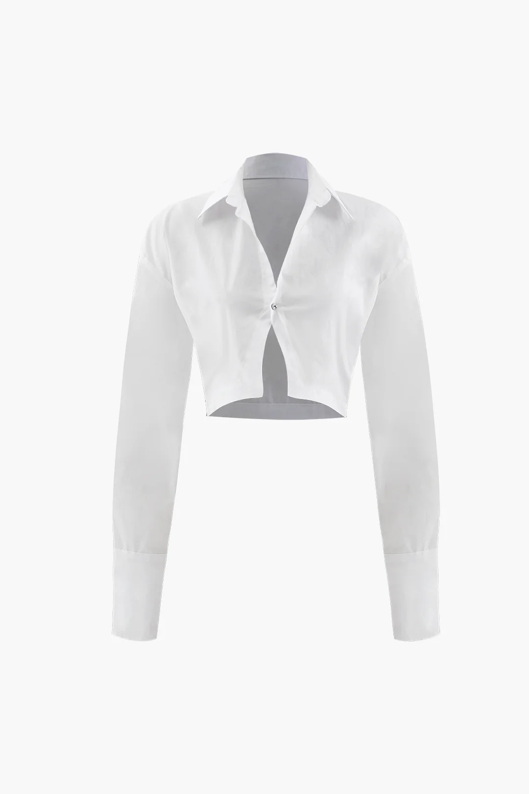 Solid Button Long Sleeve Shirt And Split Skirt Set - Flockneti