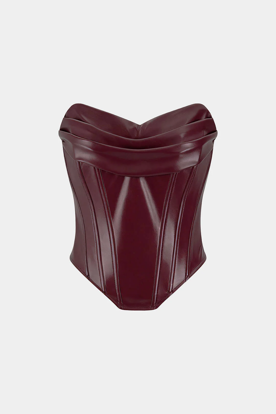 Faux Leather Ruched Corset Tube Top - Flockneti