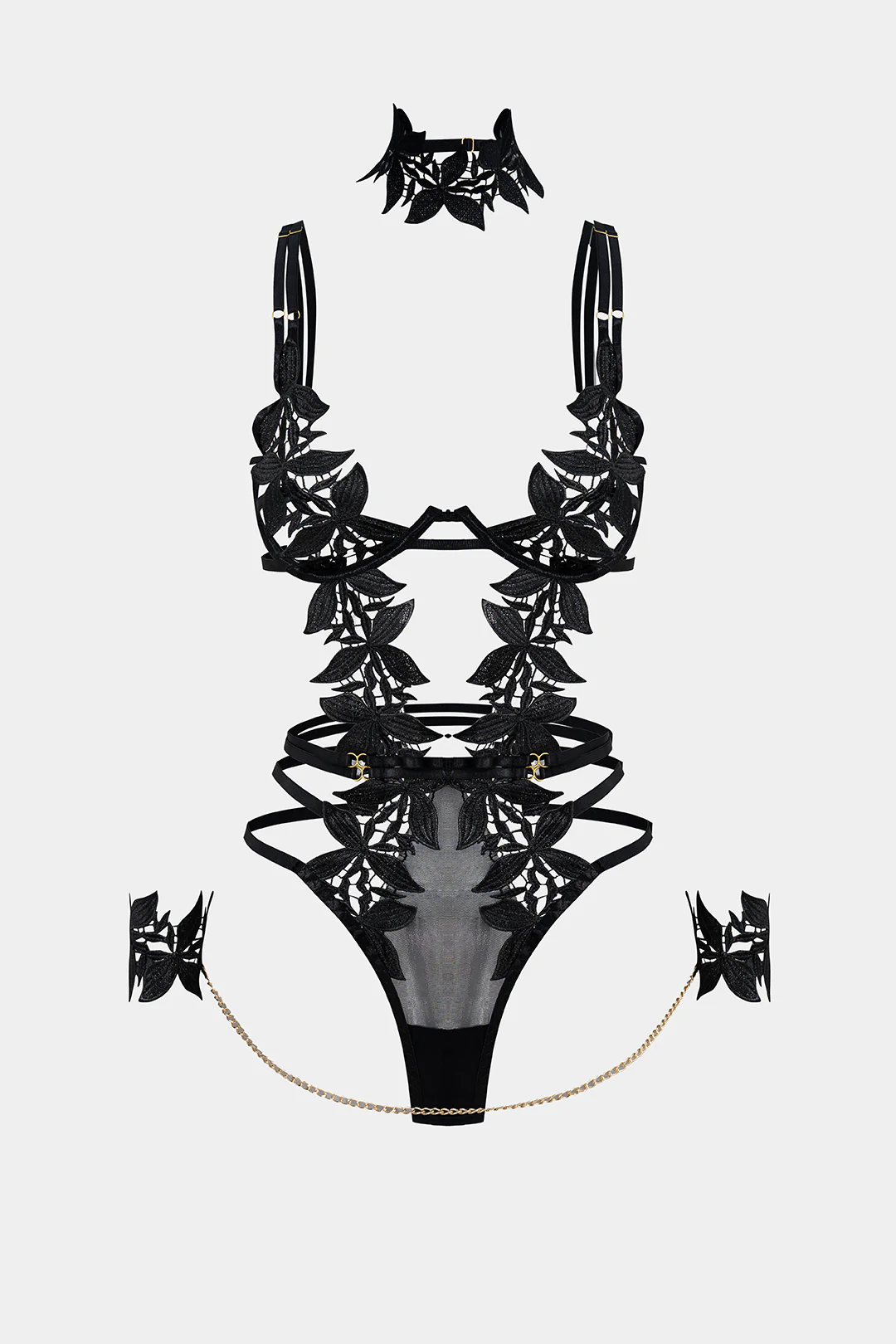 Embroidery Cut Out Lingerie Bodysuit - Flockneti