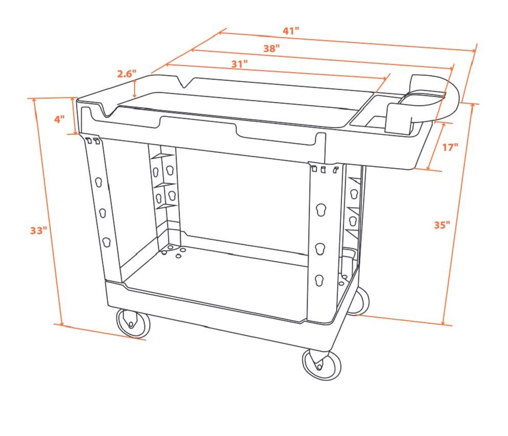 Magnum Tool Group 41″ x 17″ Service Cart 2 Shelf with V Cut HD Casters - Flockneti
