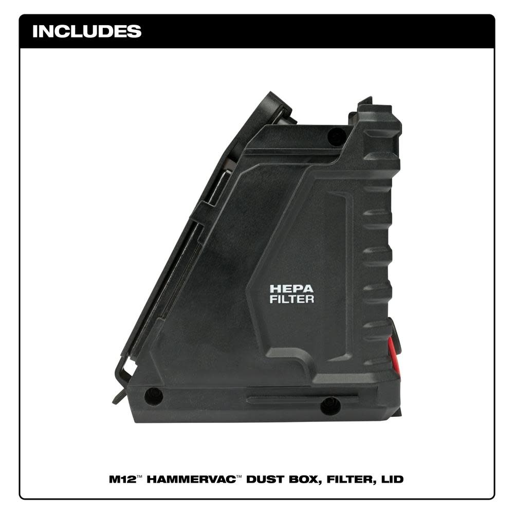 Milwaukee M12 HAMMERVAC Dust Box Filter Lid - Flockneti