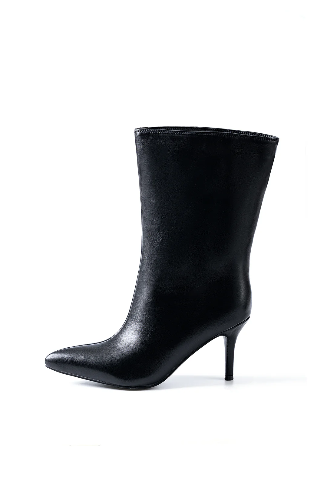 Faux Leather Pointed Toe Ankle Boots - Flockneti