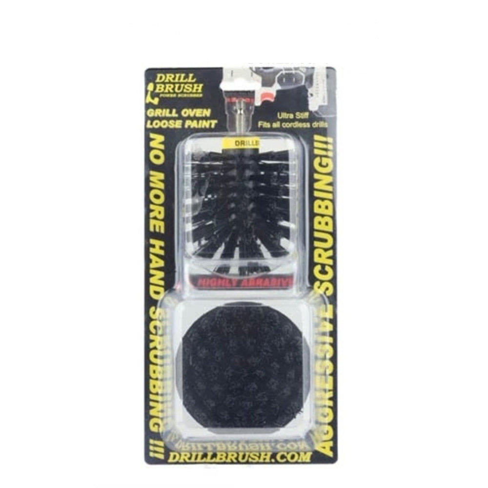 Drill Brush Grill & Heavy Duty Cleaning Kit Ultra Stiff Nylon Bristles 2pc - Flockneti