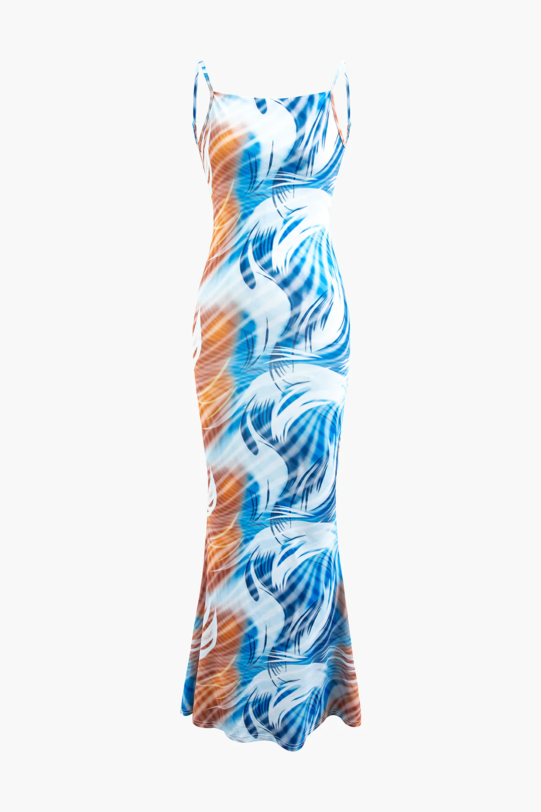Tropical Print Backless Sleeveless Maxi Dress - Flockneti